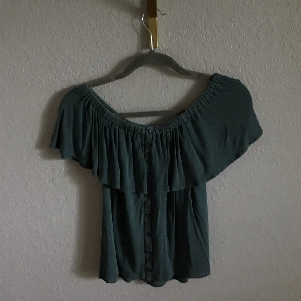 American Eagle teal off-the-shoulder top